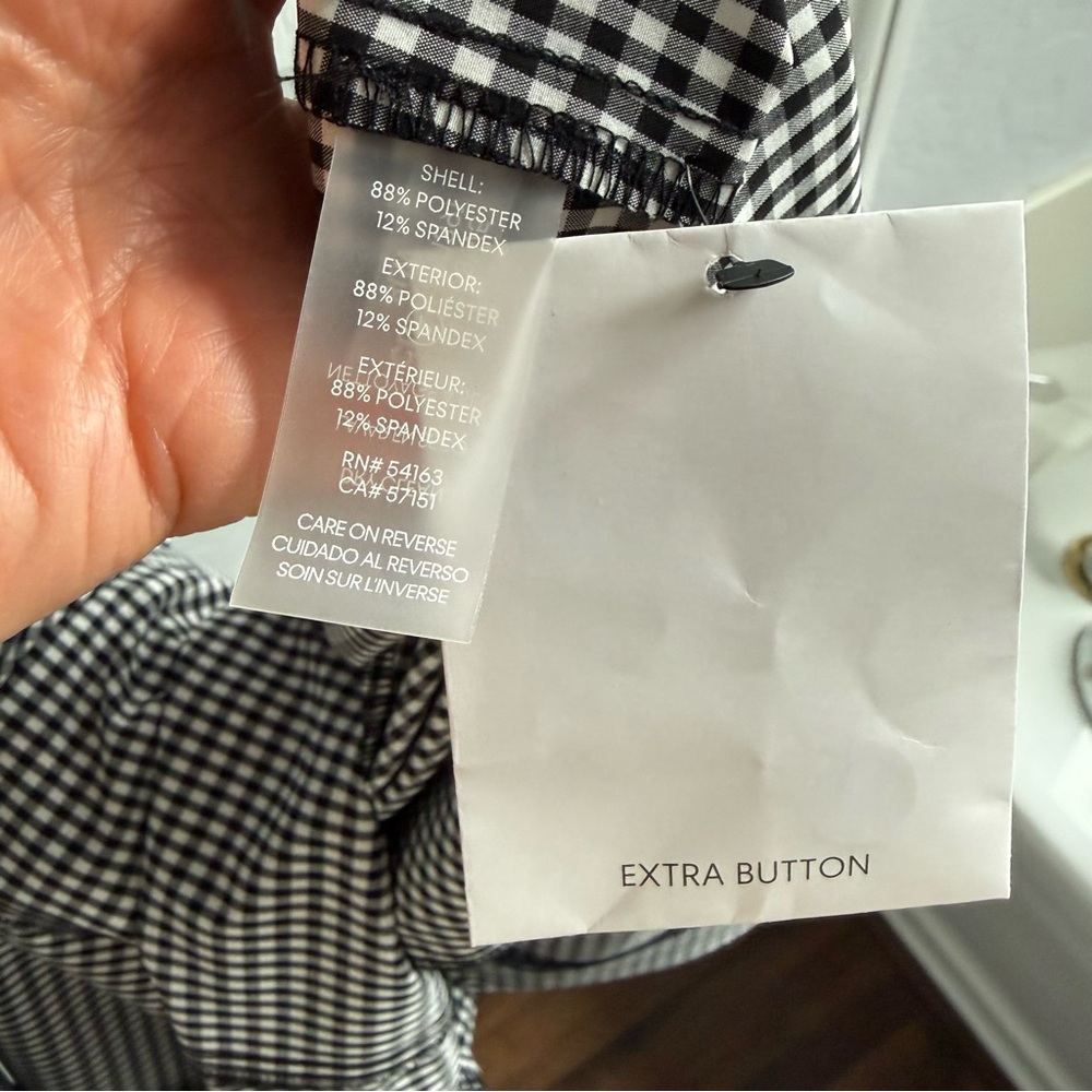 NWOT CALVIN KLEIN Midi Shirtdress Short Sleeve Black/White Gingham w/Belt 10 - Picture 16 of 16